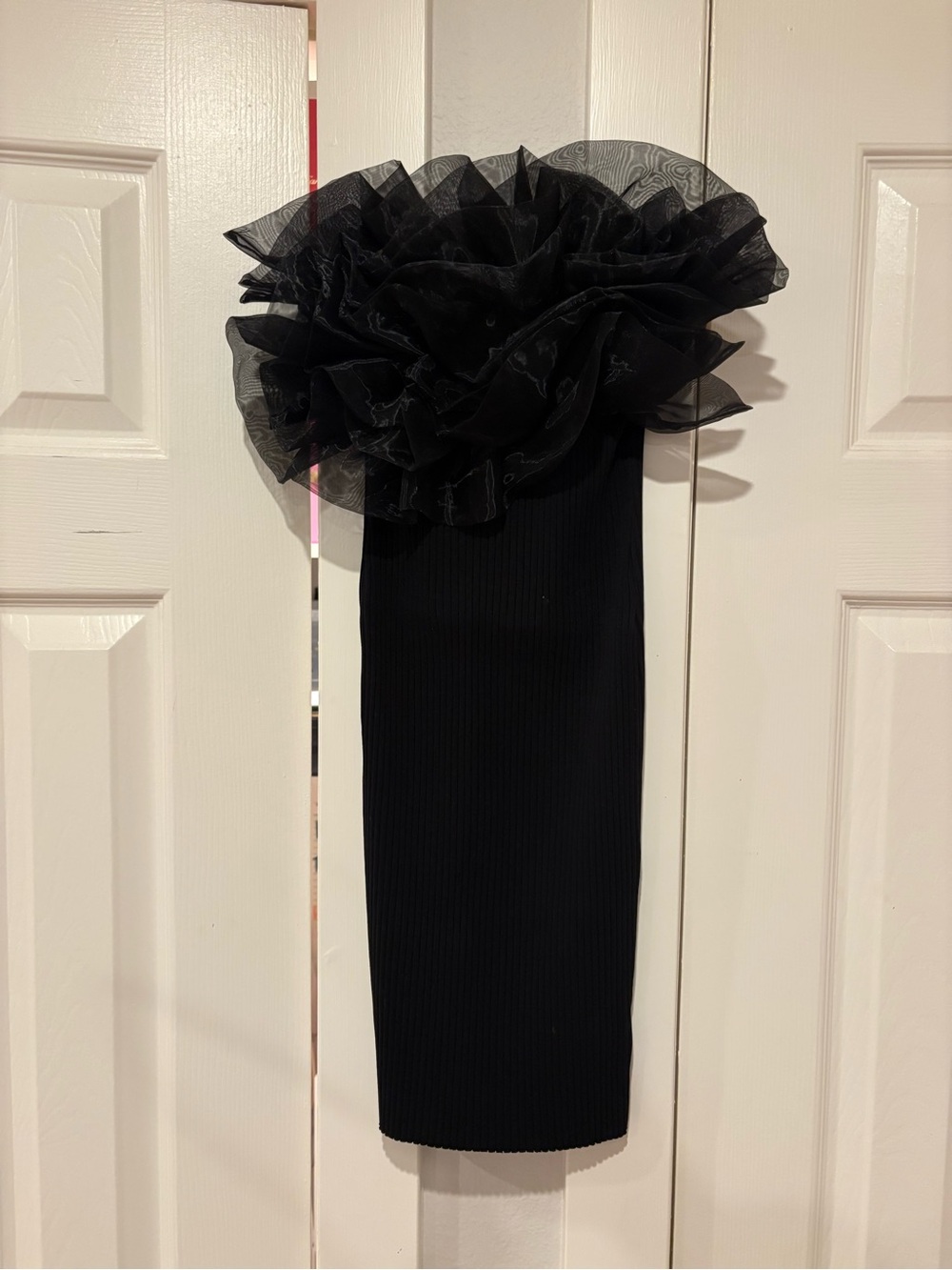 Zara Black Ruffled Tulle Tube Dress size Small